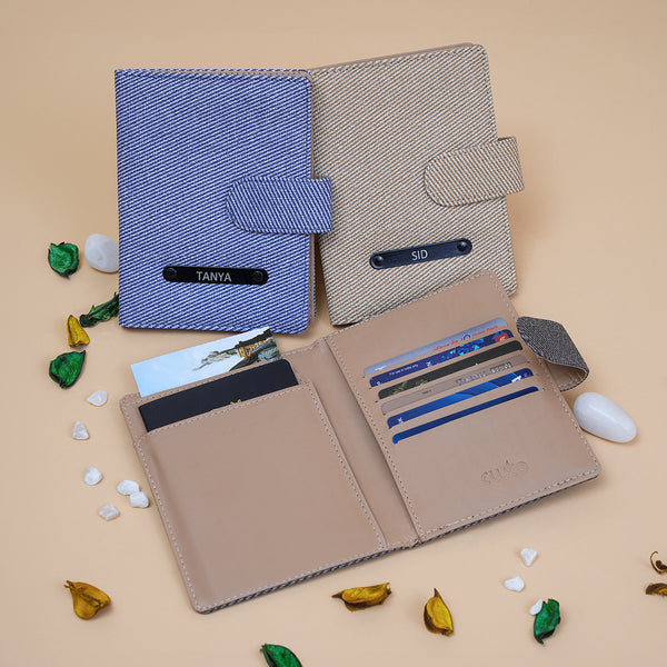 Passport Wallet - Denim Cream